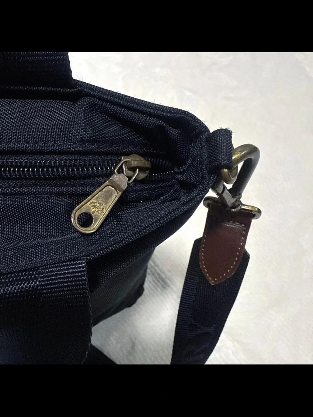 Mulberry Black Nylon Messenger with Brown Leather Patch